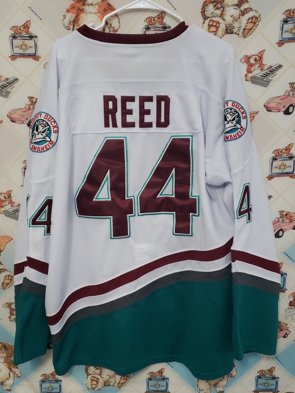 Anaheim Mighty Ducks #44 Fulton Reed White Teal Burgundy Hockey Jersey XXXL